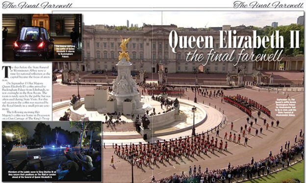 Queen Elizabeth II: The State Funeral procession at Buckingham Palace.